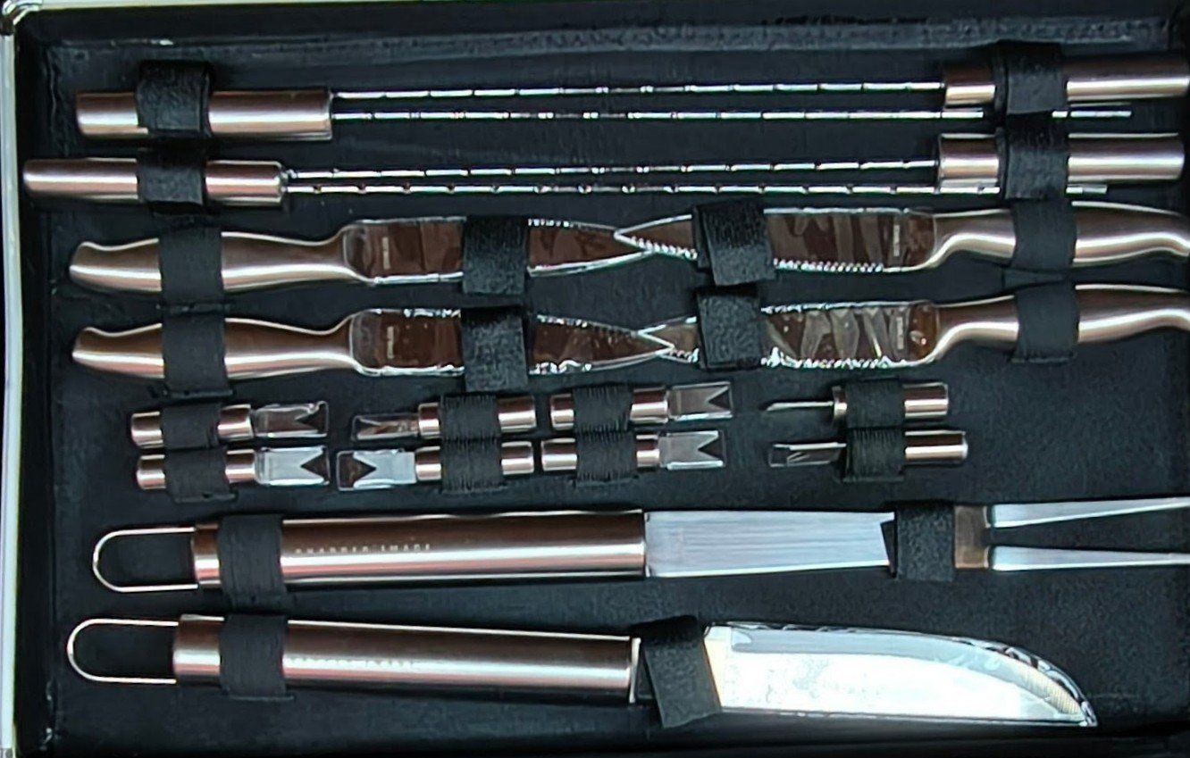 The Sharper Image 25-Piece Stainless Steel Grill Set in Aluminum Case