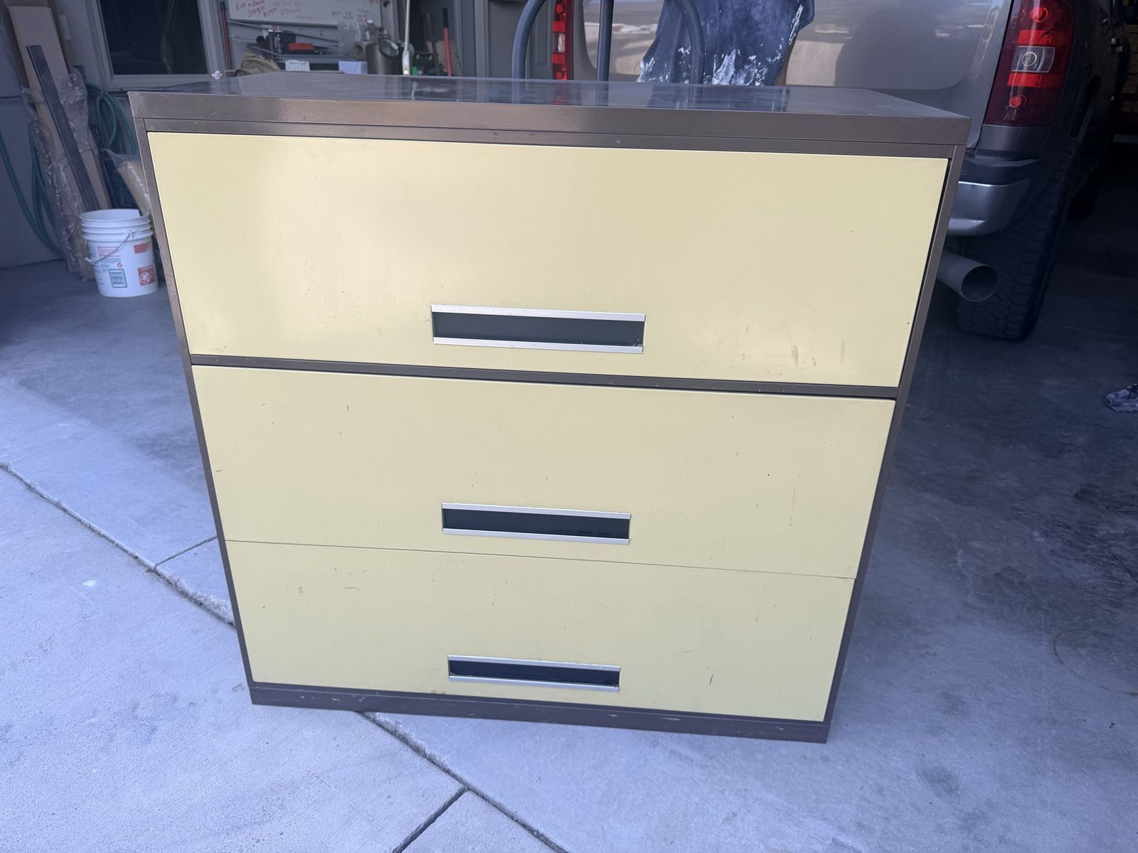 Vintage 3-Drawer Metal Lateral Filing Cabinet with Hanging Folders