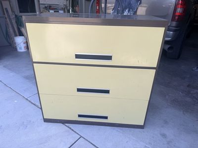 Vintage 3-Drawer Metal Lateral Filing Cabinet with Hanging Folders