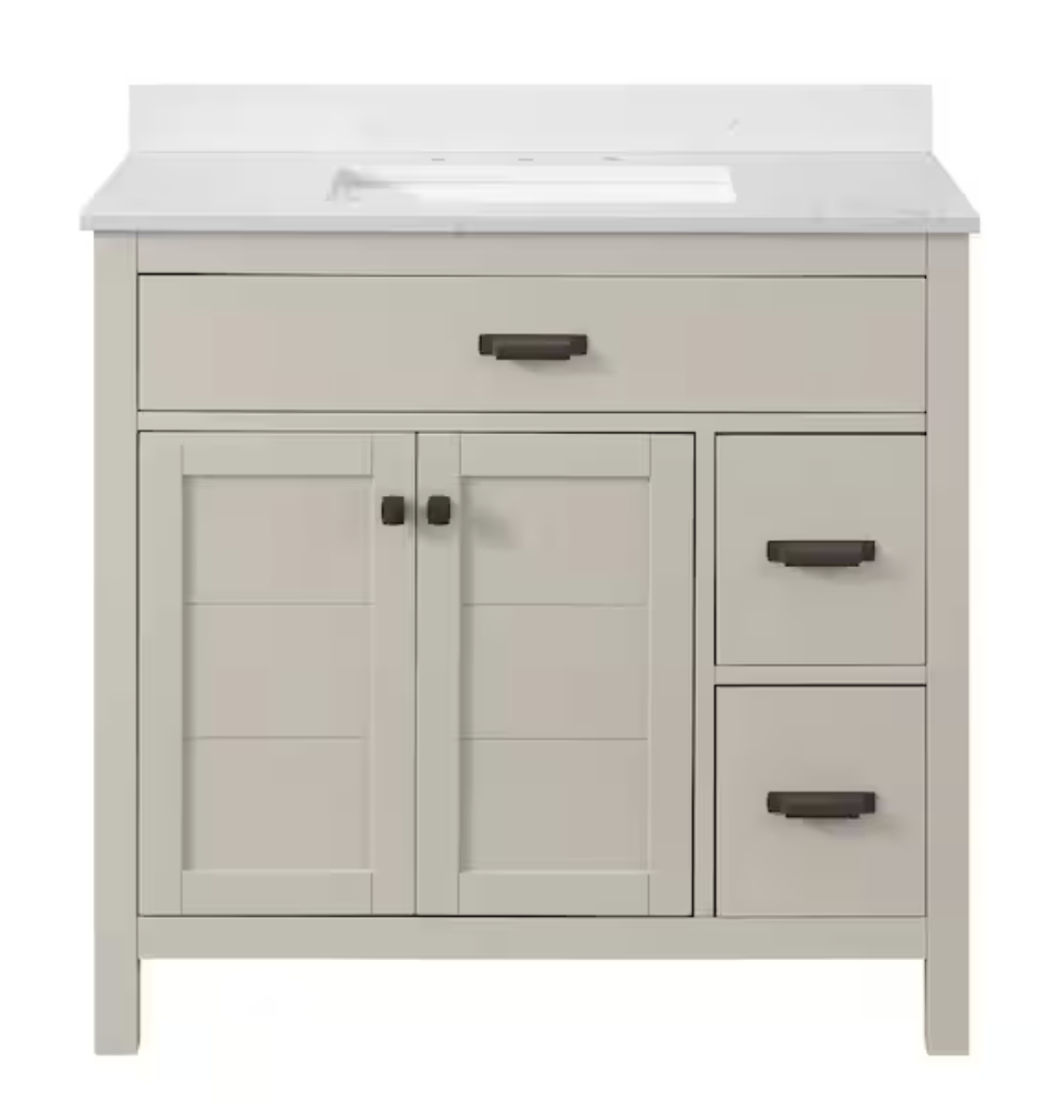 NEW Solid Wood Stanhope 37 in. Single Sink Even Better Beige Bath Vanity