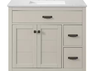 NEW Solid Wood Stanhope 37 in. Single Sink Even Better Beige Bath Vanity