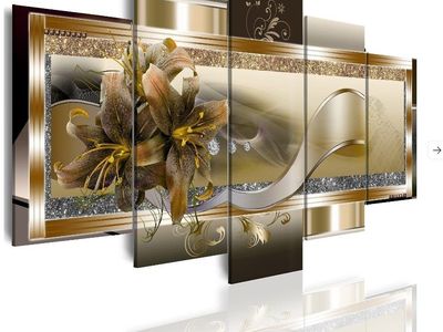 Yellow Orchid Flowers Canvas Print, 40x20inch