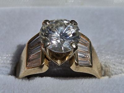 Vintage 14K Gold Diamond Engagement Ring 2.53 TCW (1.81ct Center I/VS) brilliant cut Natural Diamond ($14k new)