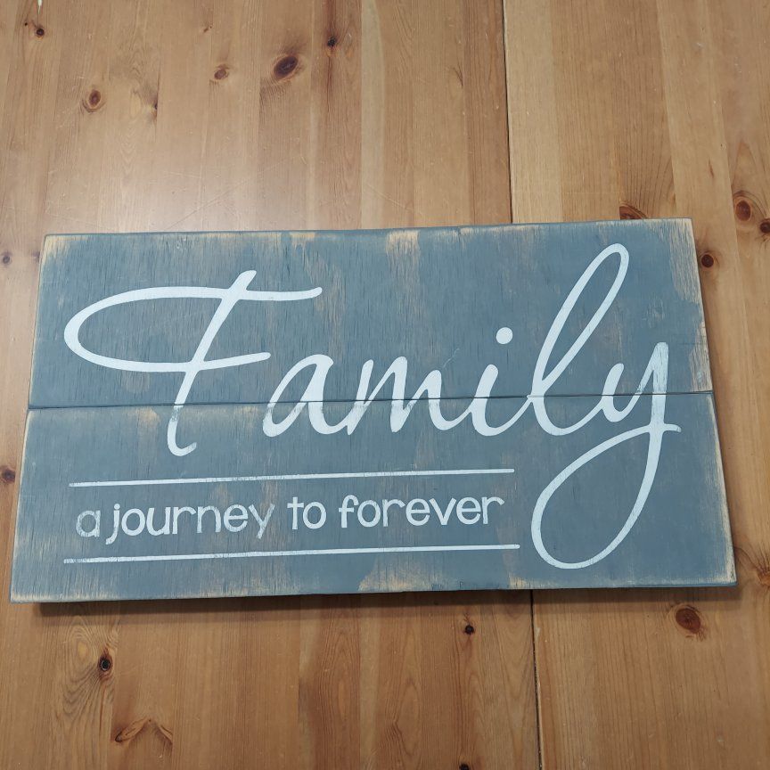 Rustic Wooden Family Sign - Family A Journey To Forever Wall Decor