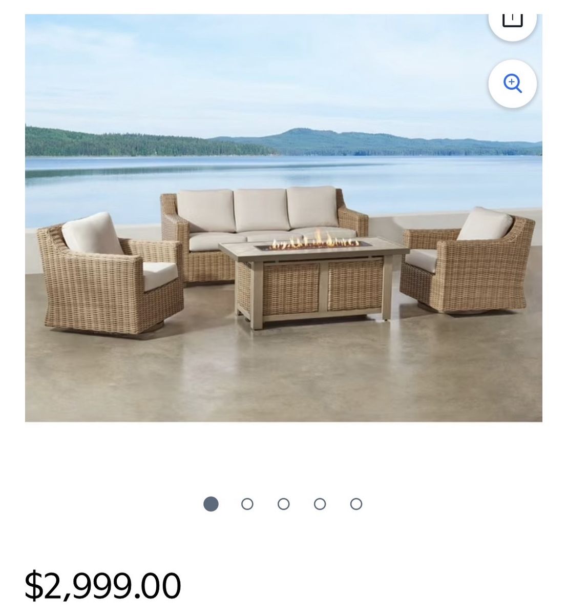 Member's Mark Breck Collection 4-Piece Wicker Seating Set with Fire Pit