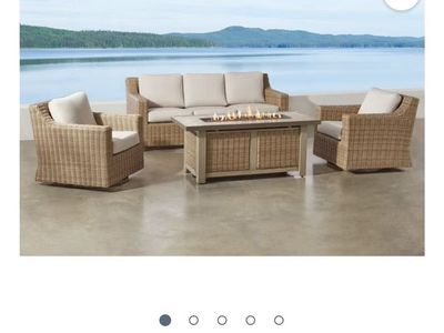 Member's Mark Breck Collection 4-Piece Wicker Seating Set with Fire Pit