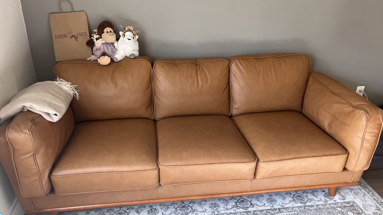Italian leather couch, great condition, $900