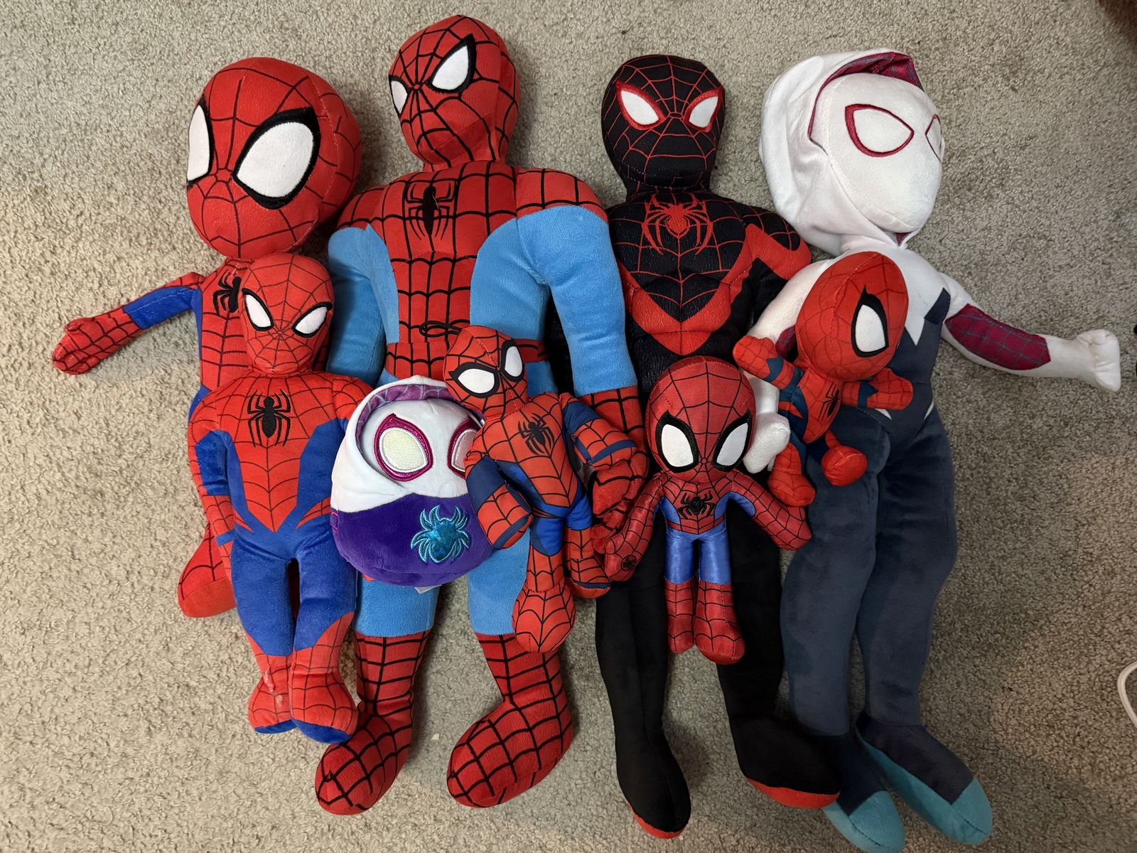 Spider-Man and Ghost Spider Plush Lot Assorted Sizes and Styles