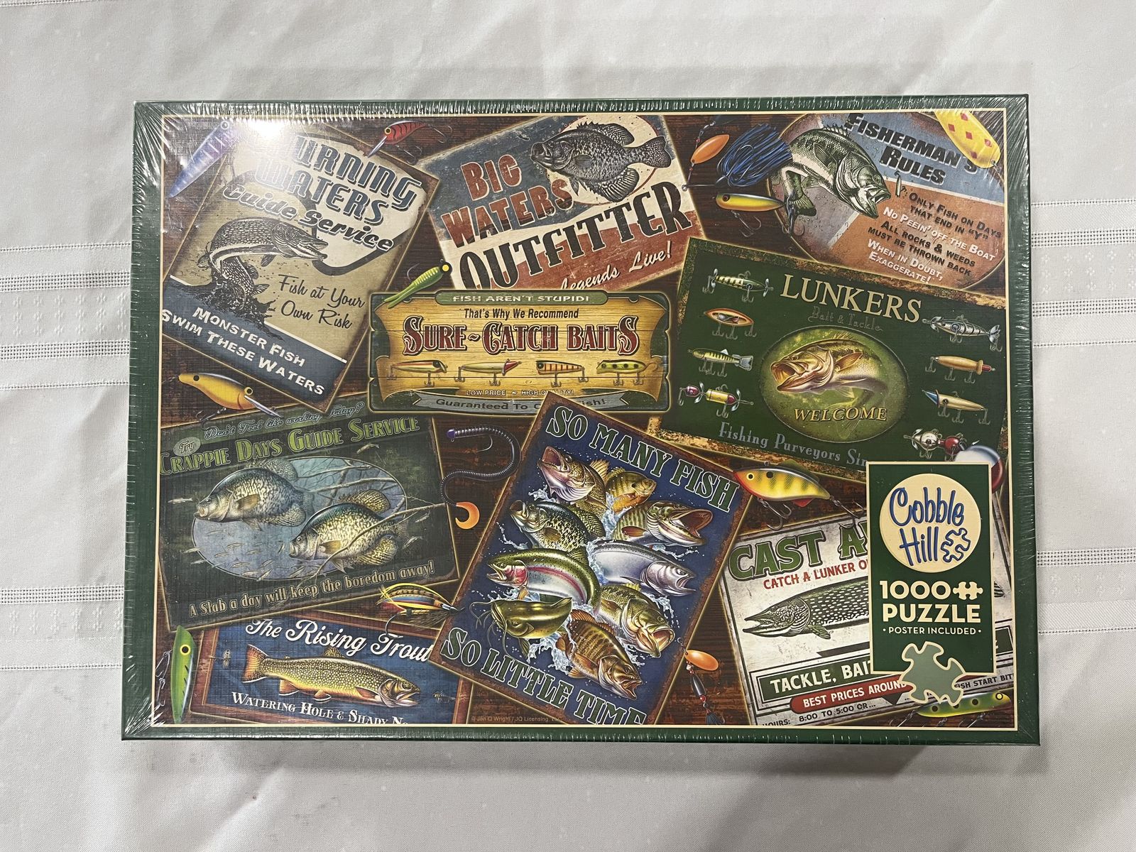 Brand New Sealed Cobble Hill Fish Signs 1000 Piece Puzzle - Fishing Lures