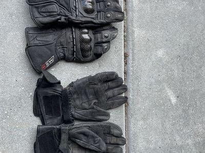 RSW Black Leather Motorcycle Gloves - Two Pairs with Carbon Fiber Knuckle Protection