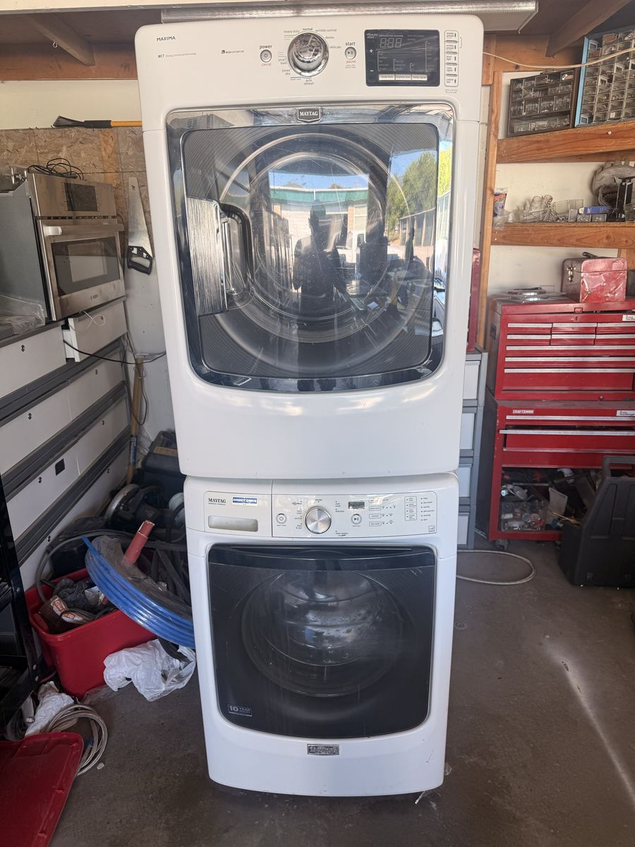 Maytag Maxima White Front Load Washer & Dryer Set - Gently Used, Electric, Direct Drive