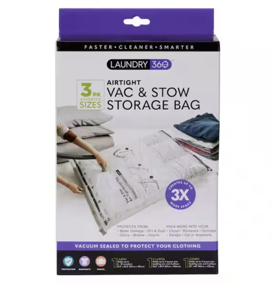 Laundry 360 3PC VACUUM STORAGE BAGS MULTI-PACK