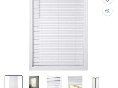 2” Cordless Faux Wood Blinds – White (34” x 64”)