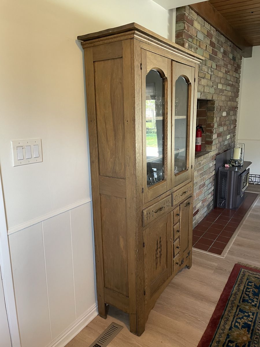 Versatile Antique Glass-Wood Hutch