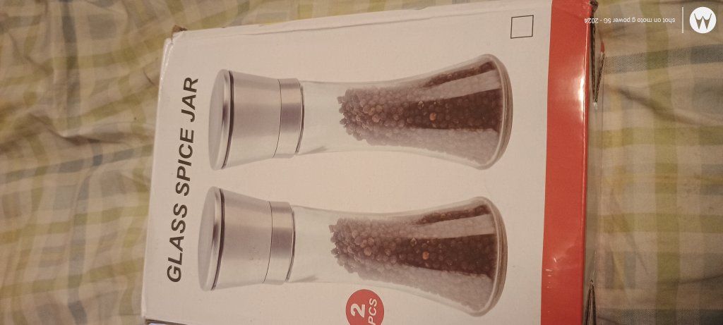 new 2 piece set of glass spice jars