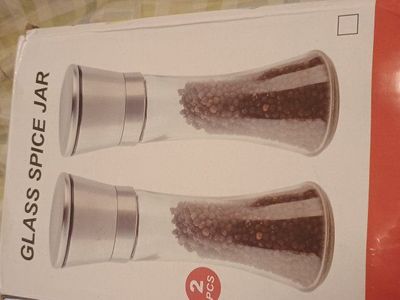 new 2 piece set of glass spice jars