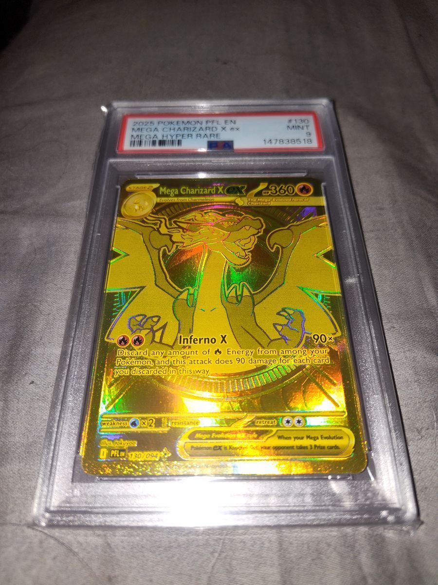 PSA 9 Charizard x ex hyper rare with print defect.