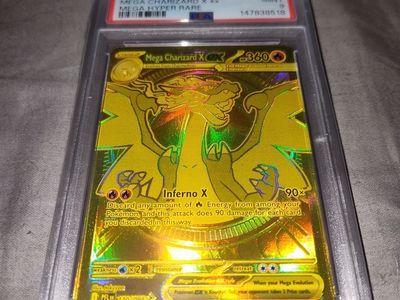 PSA 9 Charizard x ex hyper rare with print defect.