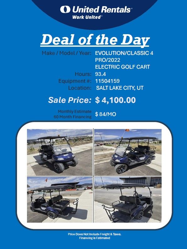 Golf Cart Ele Evolution clsisic 4 Pro2022  93.1 hrs  4100 K