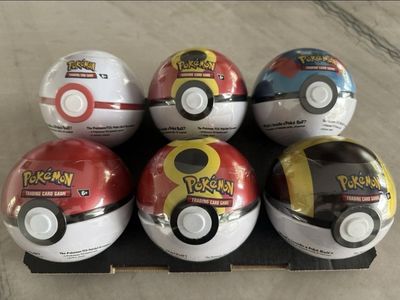 6 X Pokemon Tcg Pokeball Tins - 18 Booster Packs