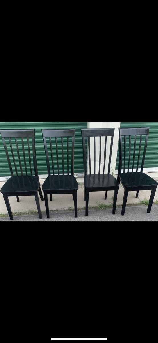 4 BEAUTIFUL BLACK HIGH BACK CHAIRS