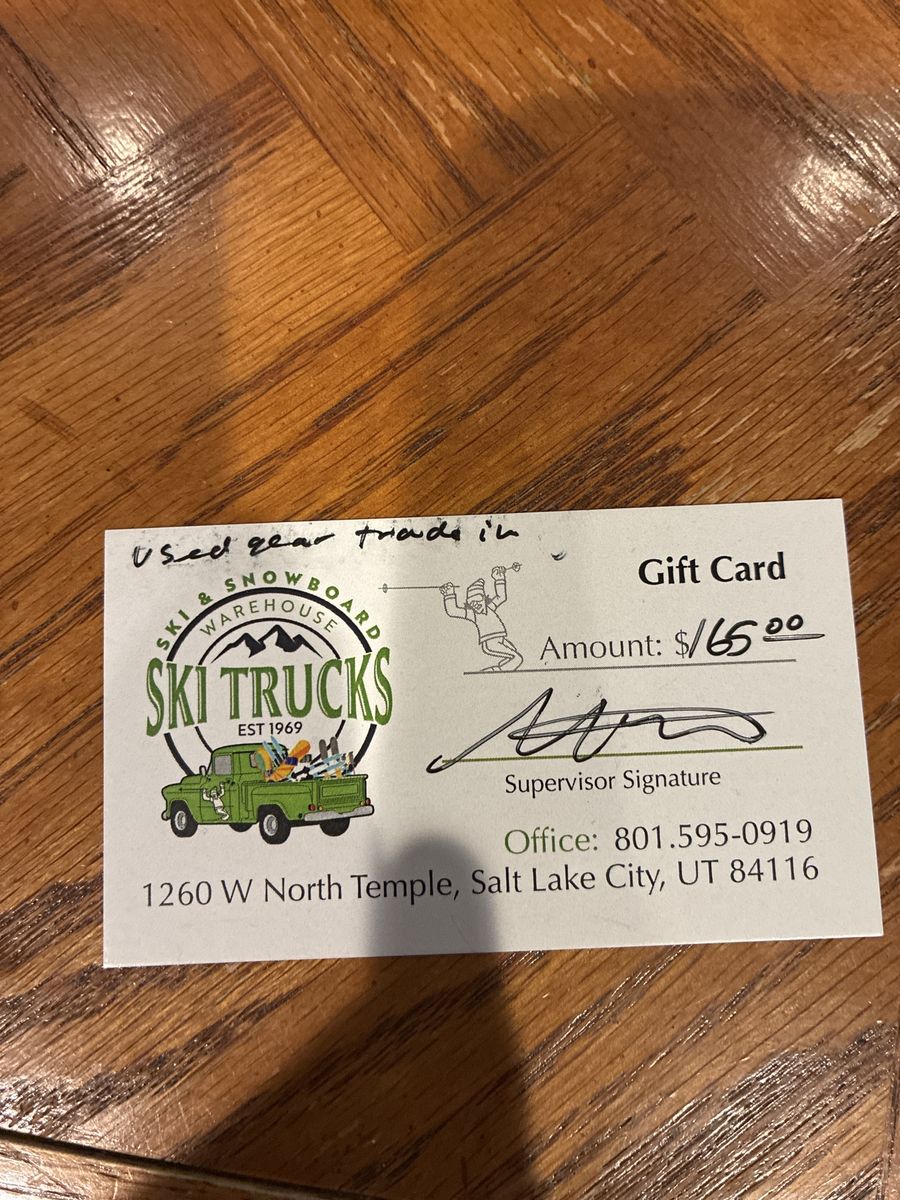 Ski Trucks Gift Card - $165 Value for Ski & Snowboard Gear - Used Gear Trade-In