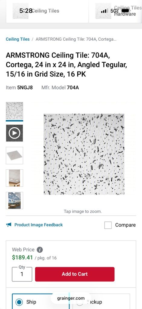 24”x24” ARMSTRONG Ceiling Tile