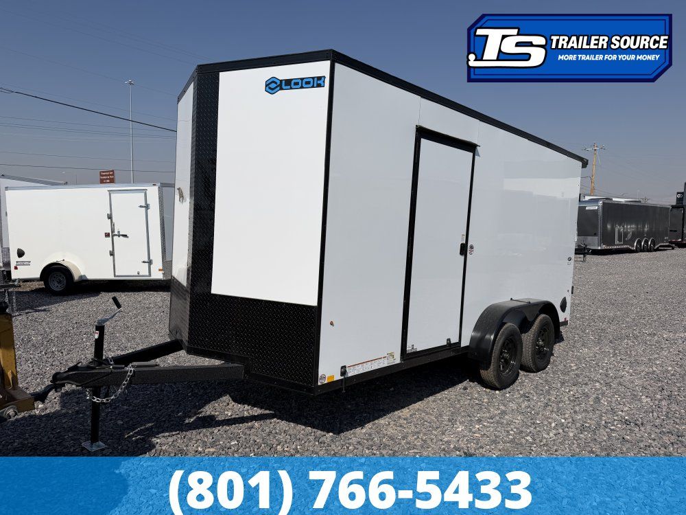 7x16 Look ST DLX Enclosed Cargo Trailer - 7'0" Interior - 7K GVWR - .080 PolyCor, Black Out Package, Rear Spoiler w/ Load