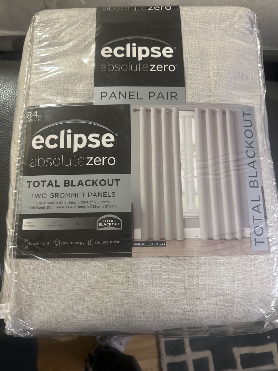 Eclipse Absolute Zero Kimball Cream Total Blackout Grommet Curtain Panel Pair 84" L