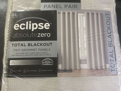Eclipse Absolute Zero Kimball Cream Total Blackout Grommet Curtain Panel Pair 84" L