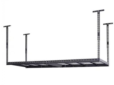 Husky 97.5 in. W x 43.75 in. H x 48 in. D Adjustable Height Metal Heavy-Duty Overhead Garage Storage Rack in Black