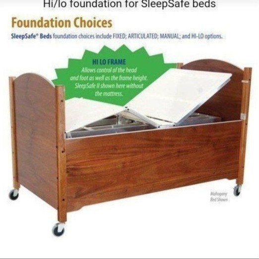 used SleepSafe SleepSafer Tall twin Bed Hi/Lo + articulation incline Frame - Mahagony Wood Finish *FREE To SPECIAL NEEDS