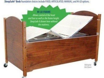 used SleepSafe SleepSafer Tall twin Bed Hi/Lo + articulation incline Frame - Mahagony Wood Finish *FREE To SPECIAL NEEDS