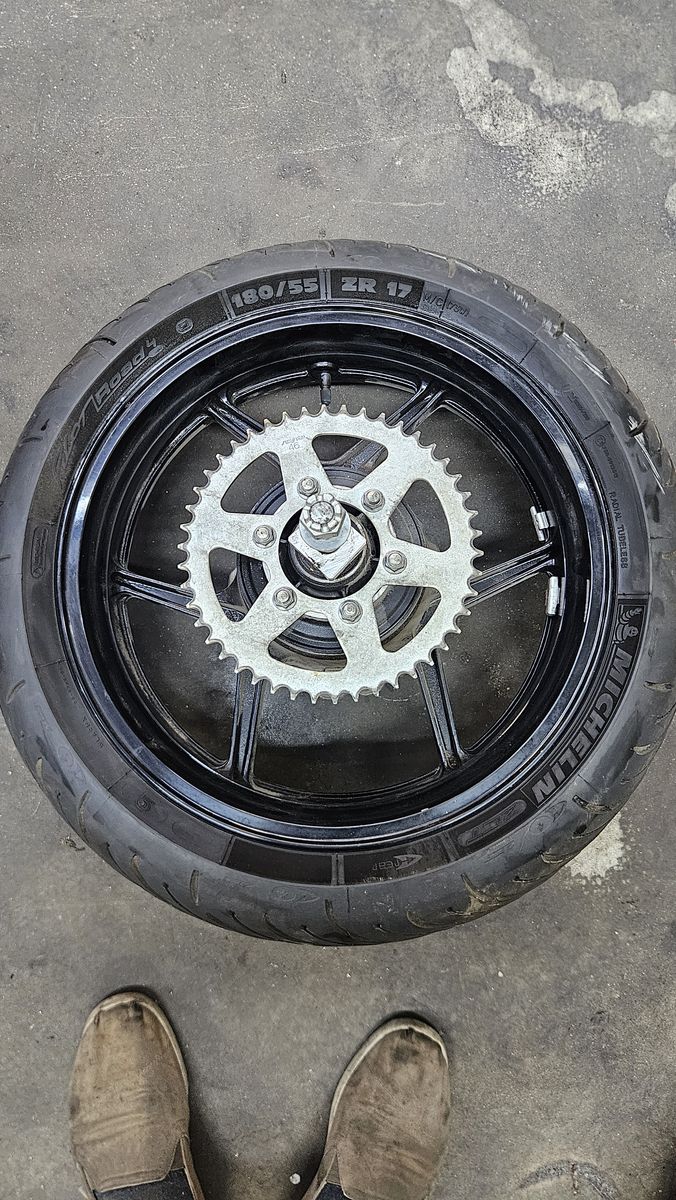 Michelin Road 4 180 55 ZR 17 Rear Motorcycle Wheel & Tire with Sprocket & Brake Disc