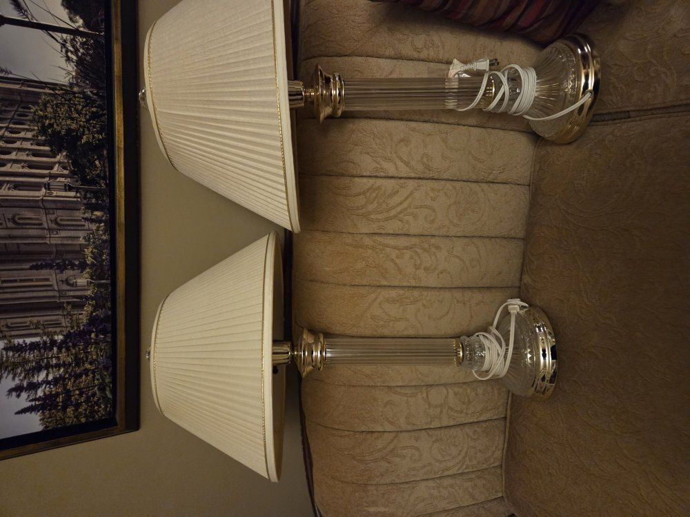 Two matching crystal lamps vintage