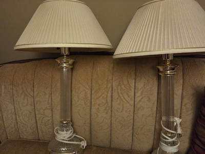 Two matching crystal lamps vintage