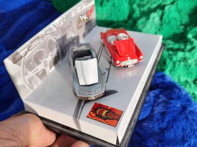Hot Wheels Corvette 50th Anniversary Fuel Injection Die-Cast Car Set - Red & Silver Models