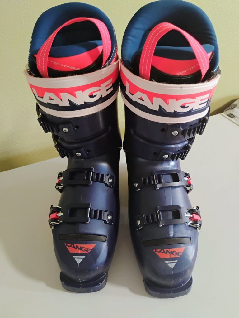 Lange RS 130 LV Ski Boots - Size 25.5 - Dual Core, World Cup Liner - Navy/Red