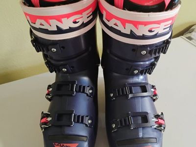 Lange RS 130 LV Ski Boots - Size 25.5 - Dual Core, World Cup Liner - Navy/Red