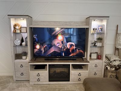 Rustic Entertainment Center with Fireplace