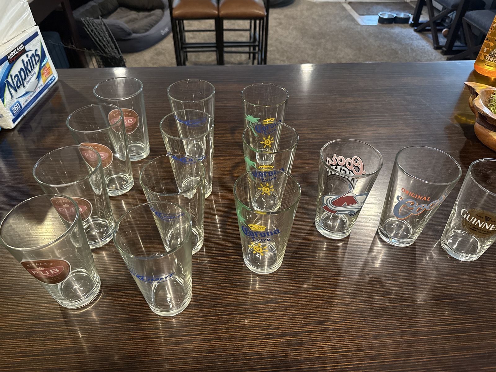 Assorted Brewery Logo Pint Glasses - Bud Light, Coors, Guinness, Corona, and More (Set of 14)