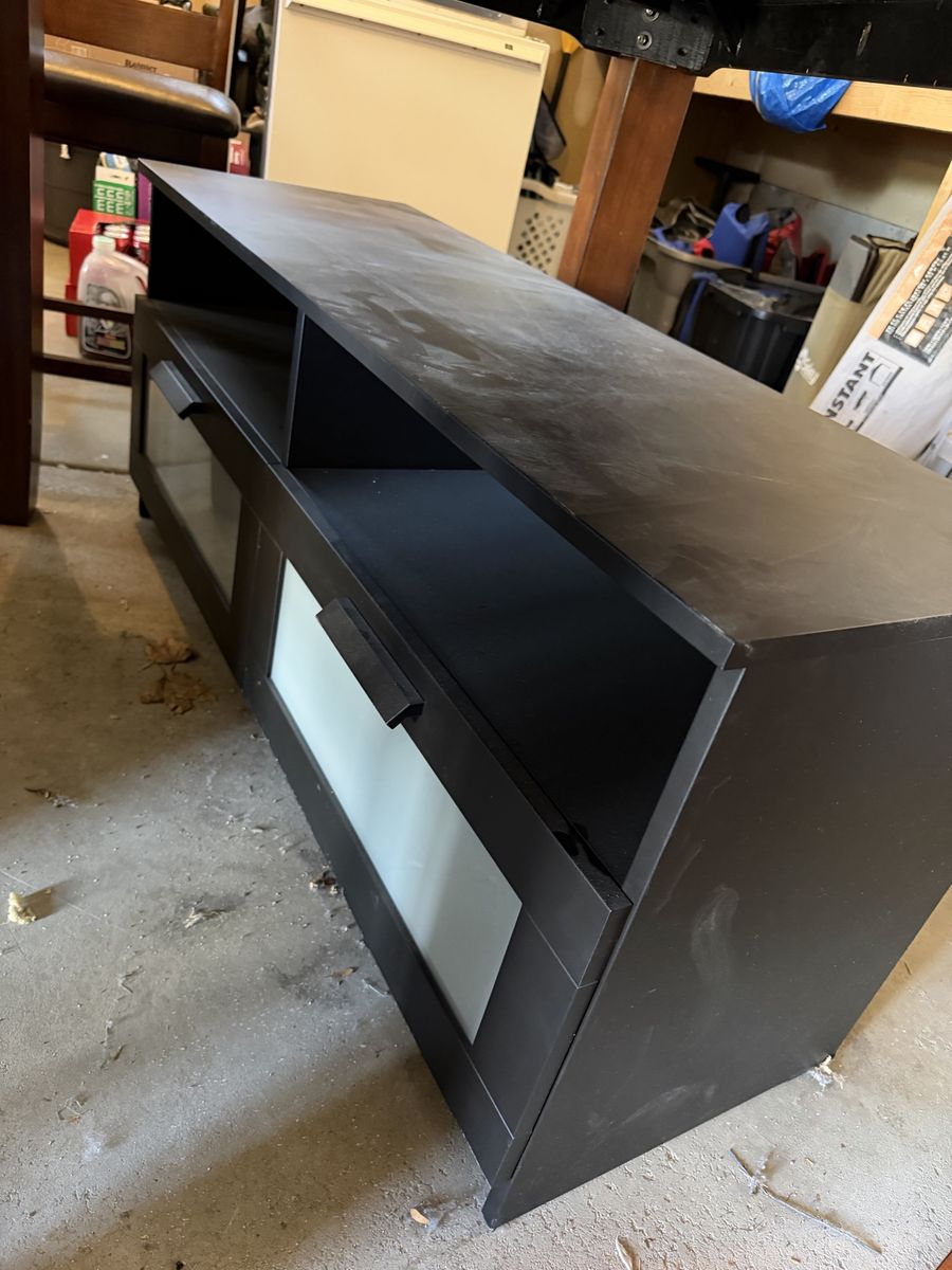 IKEA Black TV Stand with Frosted Glass Drawers, Media Console