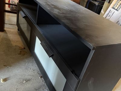 IKEA Black TV Stand with Frosted Glass Drawers, Media Console