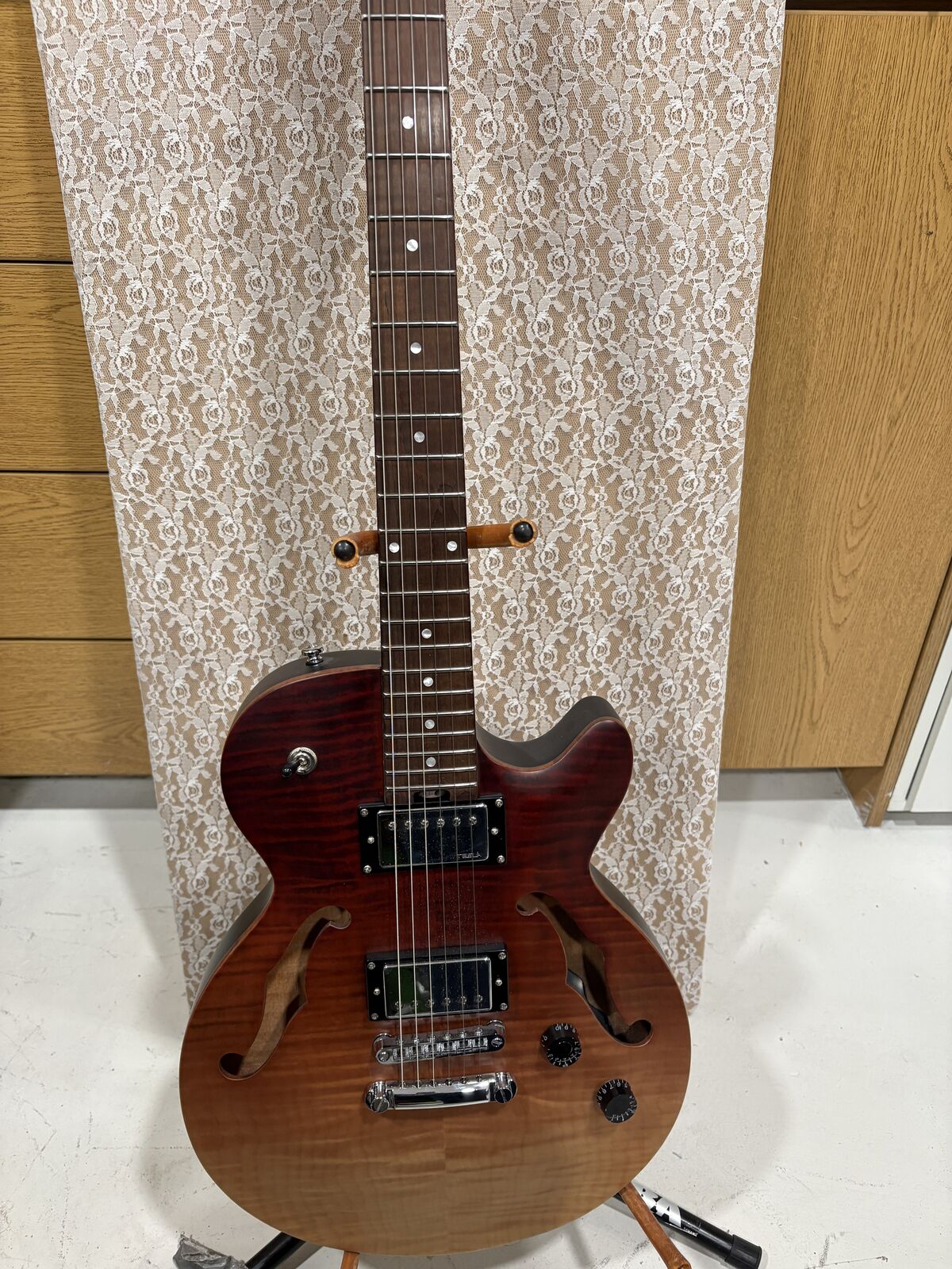 Harley Benton Aeolus Frost Flame semi hollow electric guitar