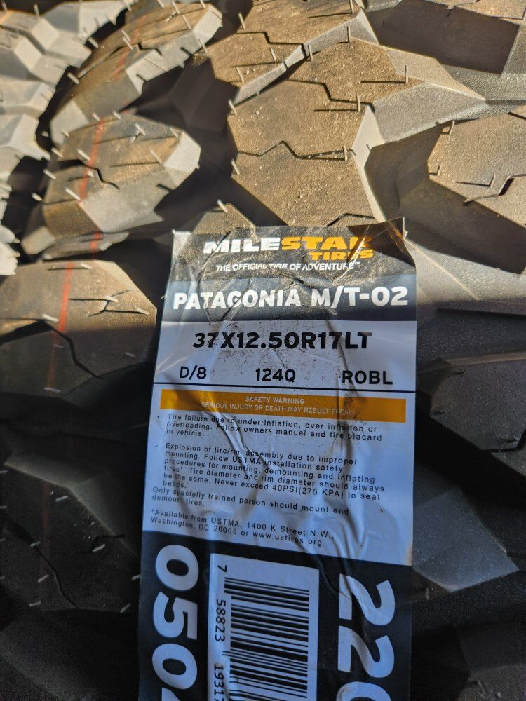 37x12.50r20 milestar Patagonia mt