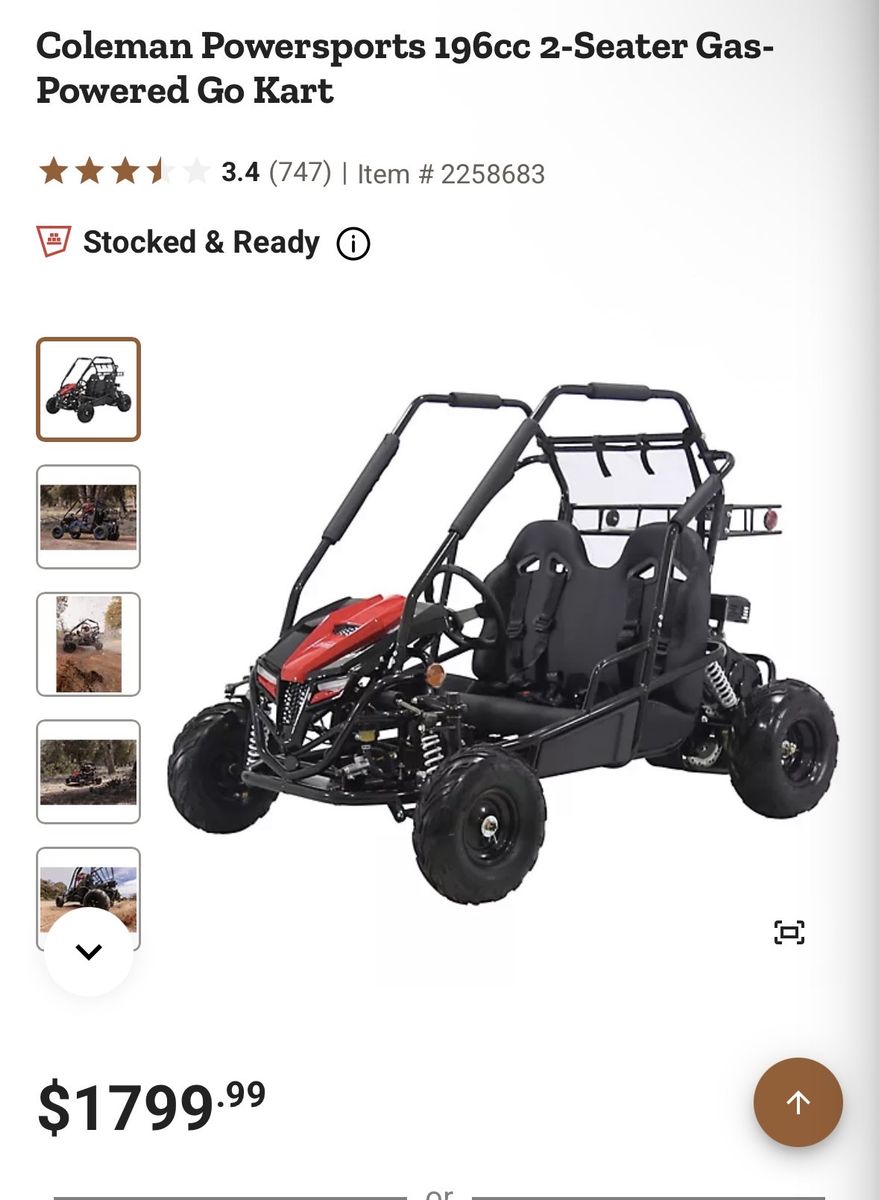 Coleman Powersports 196cc 2-Seater Gas-Powered Go Kart