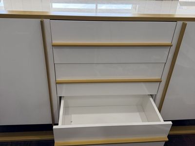 Sleek White & Gold Office Credenza / TV Console (59" x 32" x 16")