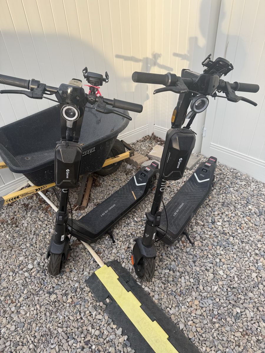 NIU KQI3 pros electric scooters (both identical with accessories)