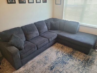 Ashley 2-Piece Sectional Sofa with Corner Chaise, Slate Blue-Gray