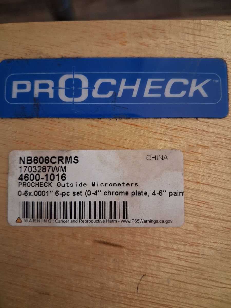 PrOcheck 6 piece micrometer set
